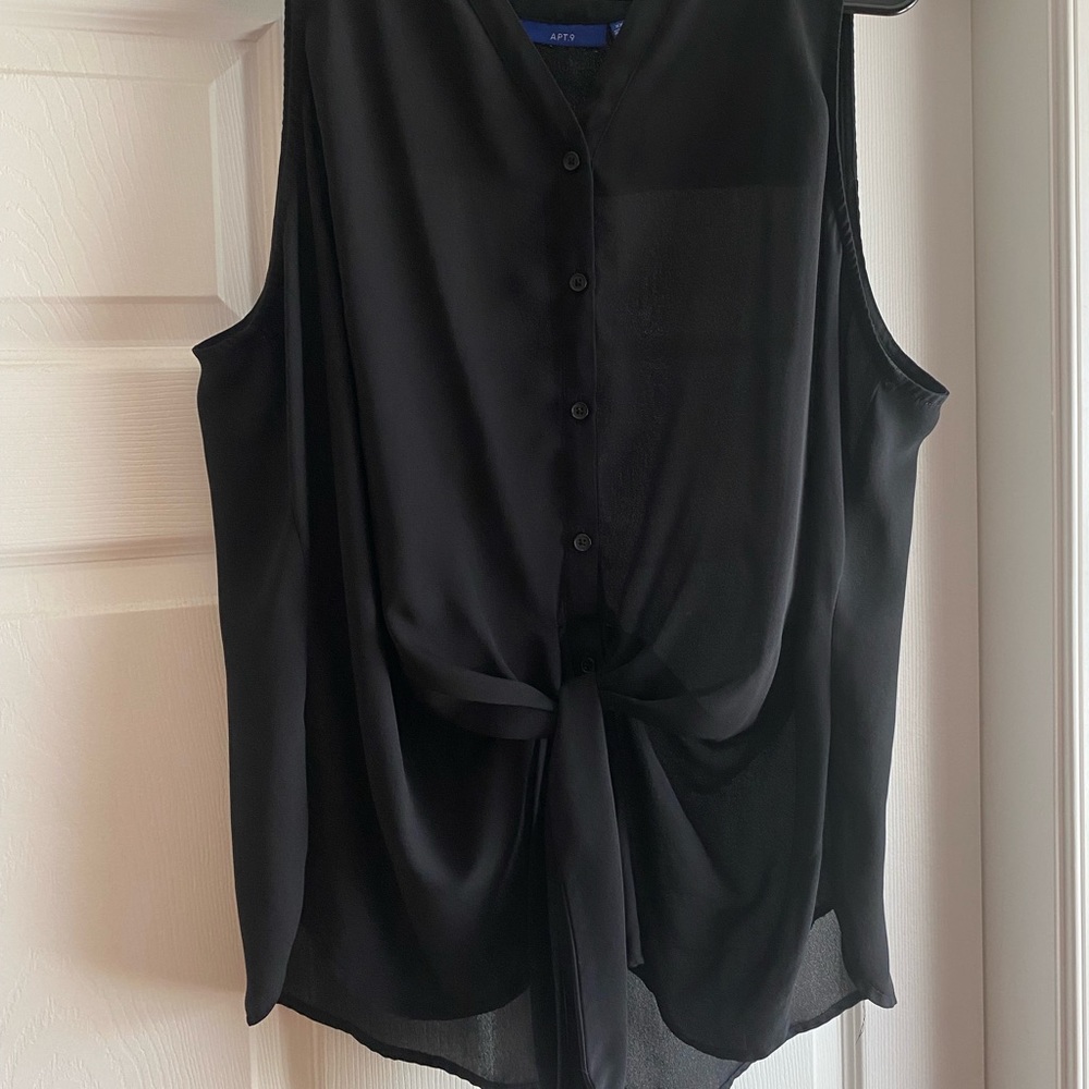 Apt 9 Button / Tie Front Sleeveless Blouse